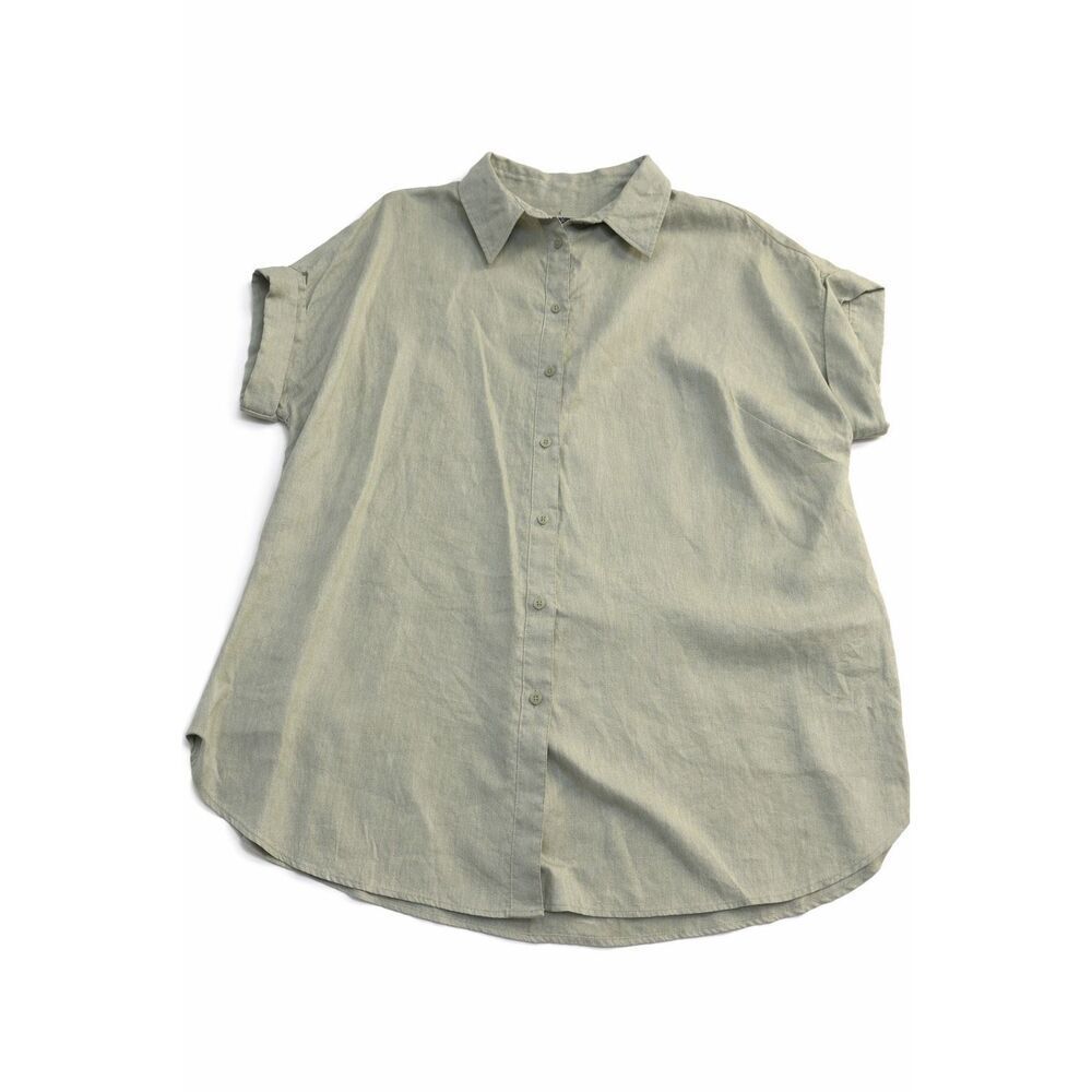 Lauren Ralph Lauren Black Label Sage Green Linen Top Plus Size 1X New